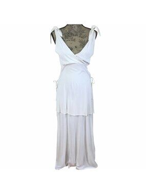 ADDISON White Maxi Dress M Romantic Beach Wedding Resort Cottagecore Soft Girl
